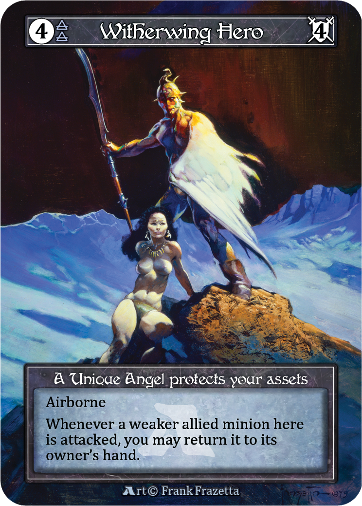 Witherwing Hero — ilustração de Frank Frazetta